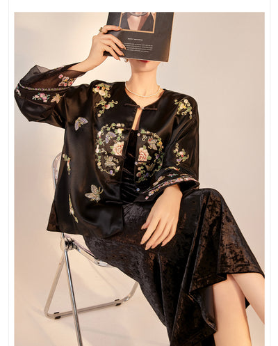 Blusa Larga Estilo Chino Premium con Bordado y Estampado Artesanal - Image 18