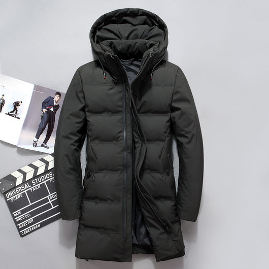 Abrigo Largo de Plumón de Pato Blanco con Capucha para Hombre - Invierno Coreano - Image 10