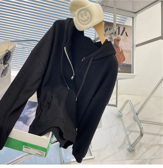 Cardigan Suelto con Capucha y Cierre de Cremallera para Mujer - Image 12