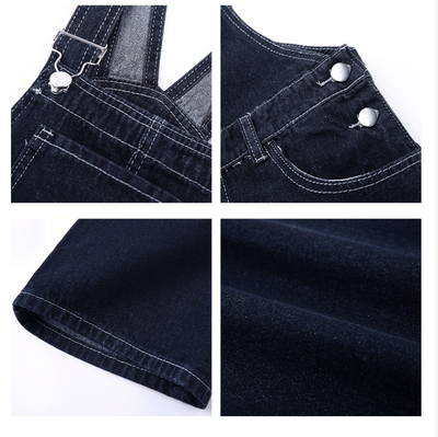 Overol Denim Retro de Pierna Ancha para Mujer - Image 8