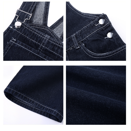 Overol Denim Retro de Pierna Ancha para Mujer - Image 8