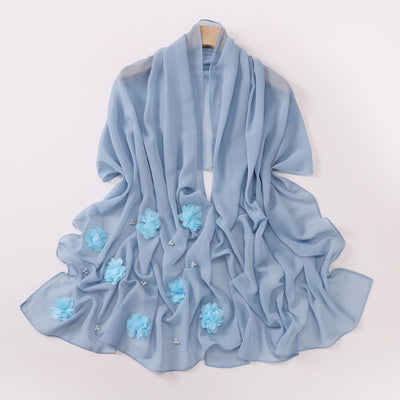 Pañuelo Artesanal de Gasa Perlada con Flores Bordadas y Cuentas - Image 15