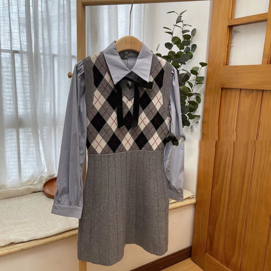 Vestido Tejido Cuadros Otoño con Acabado Suave - Image 7