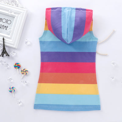 Vestido Princesa Arcoíris Estilo Occidental sin Mangas para Niñas - Image 15