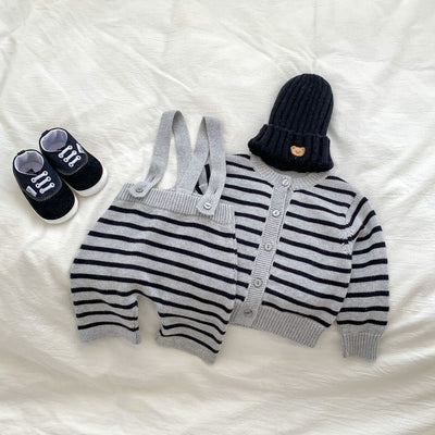 Conjunto Cardigan Tejido a Rayas - Dos Piezas