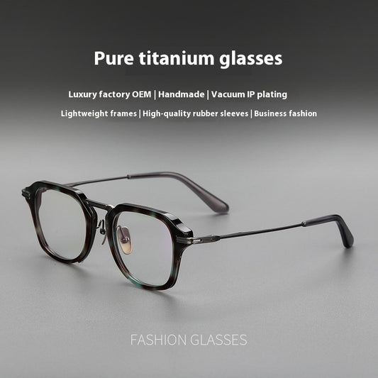 Gafas Retro de Titanio Puro con Montura de Lámina Metálica