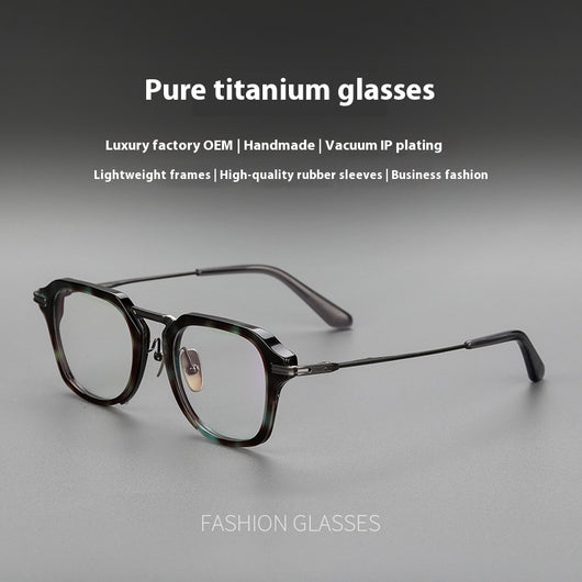 Gafas Retro de Titanio Puro con Montura de Lámina Metálica