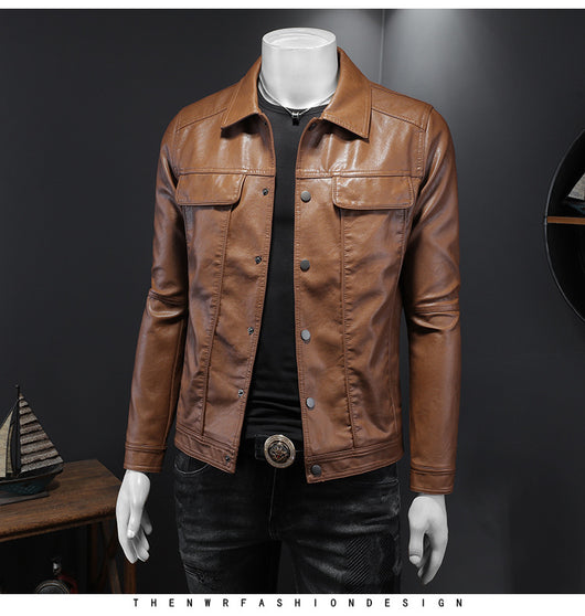Chaqueta de Cuero PU para Motociclista con Solapa - Estilo Masculino - Image 15