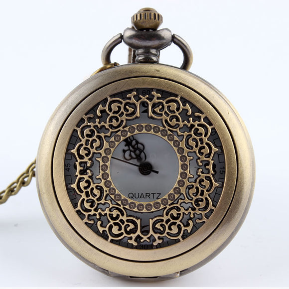 Reloj de Bolsillo Retro Hueco con Cadena - Unisex