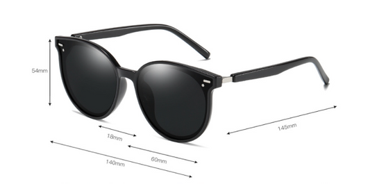 Transparent gray round frame polarized sunglasses with black-gray lenses on a white background. - Image 9