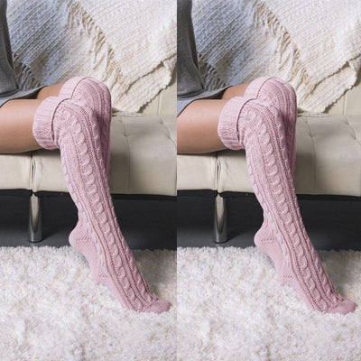 Calcetines Hasta la Rodilla de Punto Grueso - Colores Lisos - Image 2