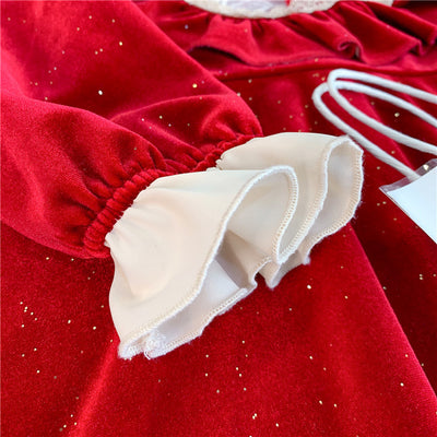 Vestido Navideño Rojo de Terciopelo para Niña - Image 17