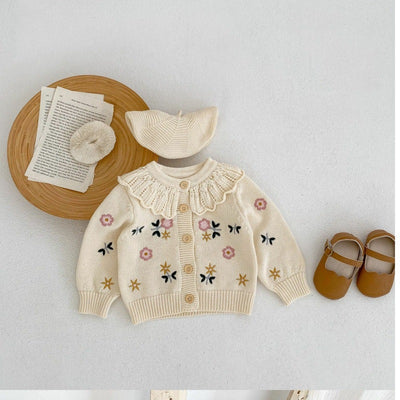 Cardigan Infantil de Punto con Cuello Bordado de Loto - Abrigo Cálido de Manga Larga - Image 18