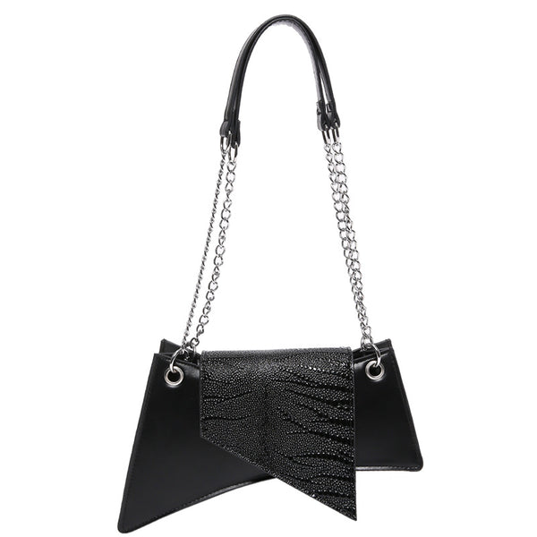 Cartera Cuadrada de Cuero Brillante con Patrón de Piedra para Mujer - Image 6