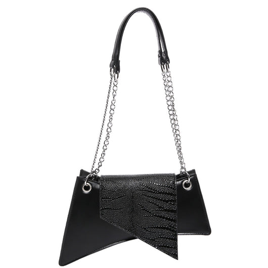 Cartera Cuadrada de Cuero Brillante con Patrón de Piedra para Mujer - Image 6