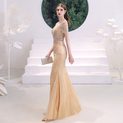 Vestido de Noche Champagne Gold Premium para Mujer - Image 8