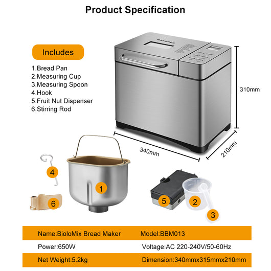 Máquina Panificadora Automática Biolomix Acero Inoxidable 1kg 19 Programas - Image 4