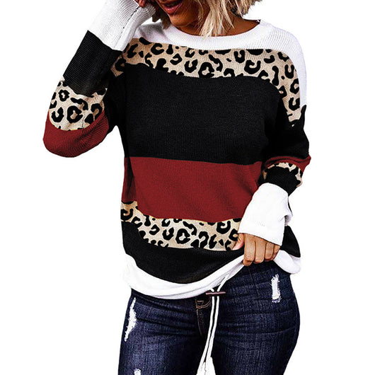 Suéter Mujer Otoño Invierno Rayas Contraste Cuello Redondo - Image 19