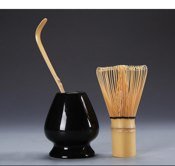 Juego de Té Matcha Japonés Tradicional de Tres Piezas con Batidor de Bambú