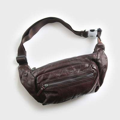 Bolsa de Pecho de Cuero Curtido al Vegetal para Hombre - Mochila Bandolera Casual - Image 3