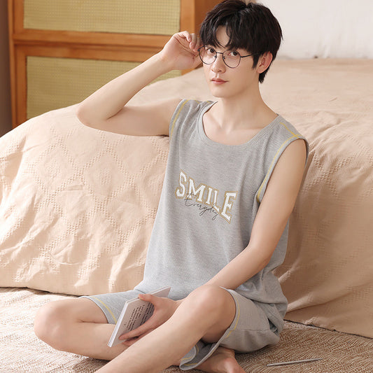 Pijama Tipo Chaleco sin Mangas para Hombre - Algodón Puro Verano