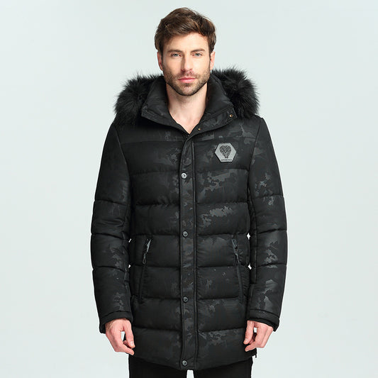 Chaqueta de Invierno Acolchada para Hombre con Cuello de Pelo Estilo Británico