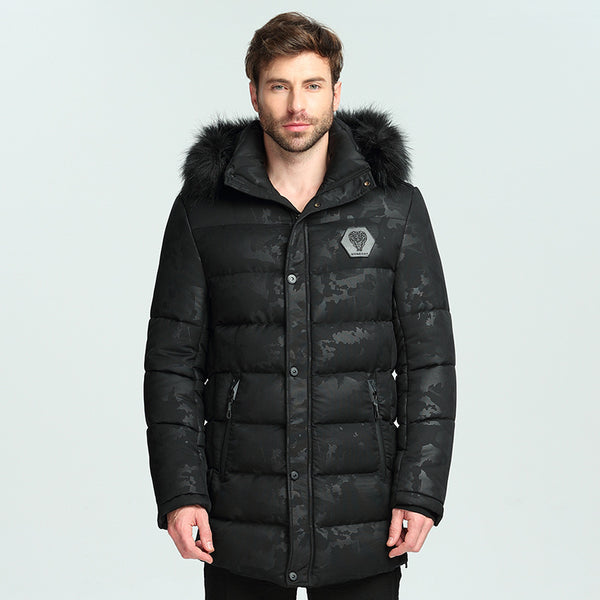 Chaqueta de Invierno Acolchada para Hombre con Cuello de Pelo Estilo Británico