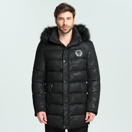 Chaqueta de Invierno Acolchada para Hombre con Cuello de Pelo Estilo Británico