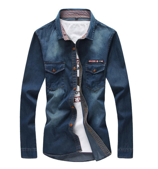 Camisa Denim Tricolor Juvenil Talla Grande para Hombre - Image 10
