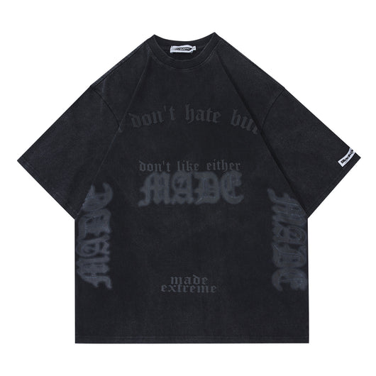 Camiseta Unisex de Algodón con Letras Góticas y Estampado Fashion - Image 11