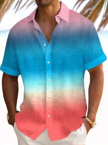 Camisa de Rayas para Hombre - Manga Corta Estilo Playa - Image 16