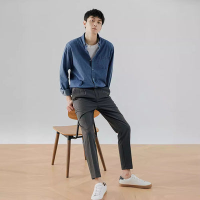 Camisa Denim Manga Larga Casual para Hombre - Estilo Versátil y Moderno - Image 3