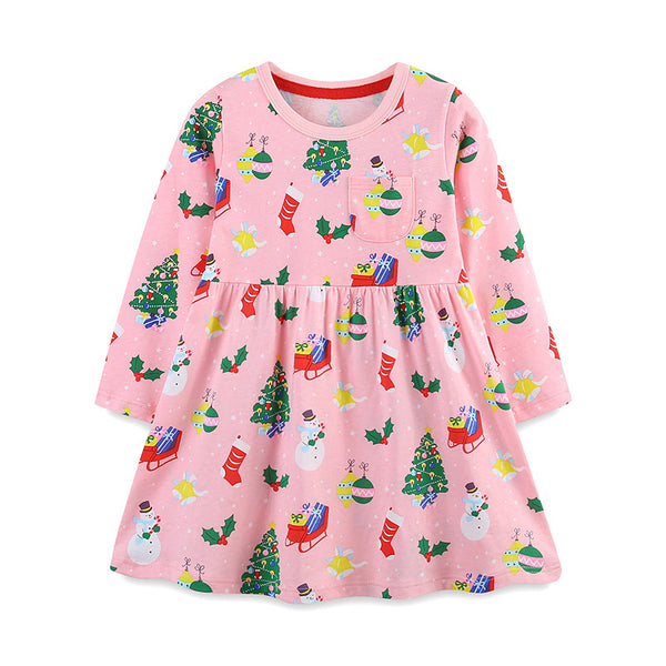 Vestido Navideño Infantil de Algodón Estilo Europeo con Diseño de Princesa