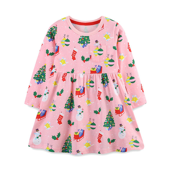 Vestido Navideño Infantil de Algodón Estilo Europeo con Diseño de Princesa