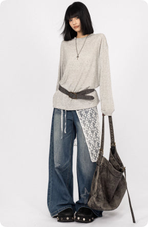 Jeans Retro Americano con Encaje para Mujer - Estilo Hot Girl - Image 10