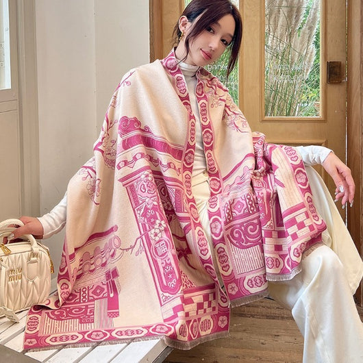 Bufanda de Cachemira Elegante Estilo Nacional Reversible Jacquard Doble Cara - Image 33