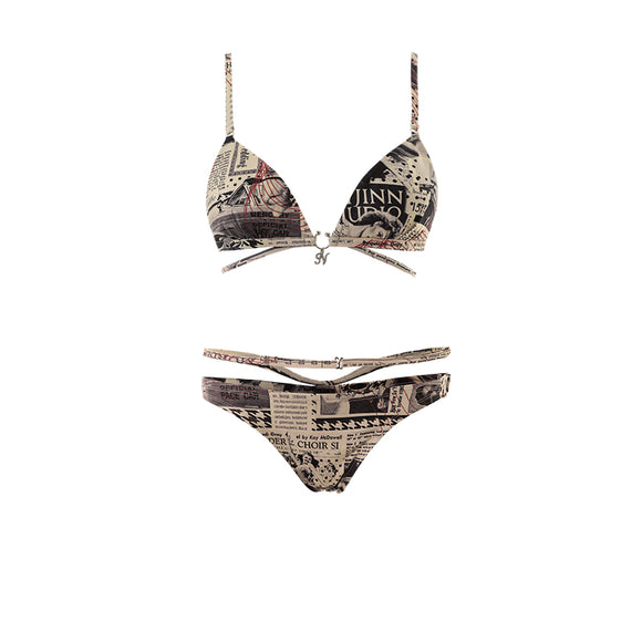 Conjunto de Bikini Estampado sin Espalda Diseño Sensual