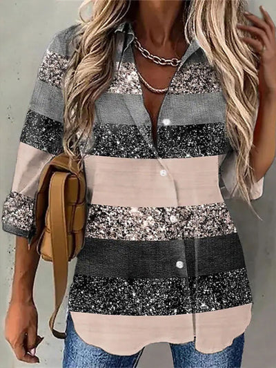 Camisa Estampada de Solapa para Mujer - Image 3