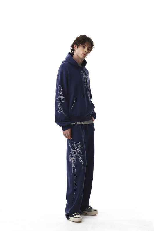 Sudadera con Capucha Retro Estilo Europeo Americano con Tachuelas Cruzadas para Hombre - Image 15