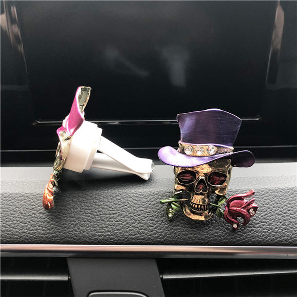 Accesorios de Auto Calavera Retro con Rosas - Decoración Vintage para Coche - Image 4