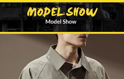 Men's khaki short-sleeve polo shirt with a lapel collar, three buttons, and a large flap chest pocket with a D-ring. - Image 12