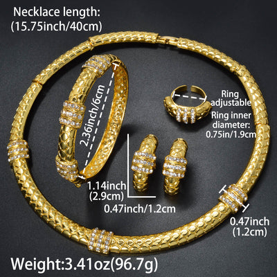 Conjunto de Joyas con Diamantes Estilo Chino: Anillo, Pulsera, Collar y Aretes - Image 9