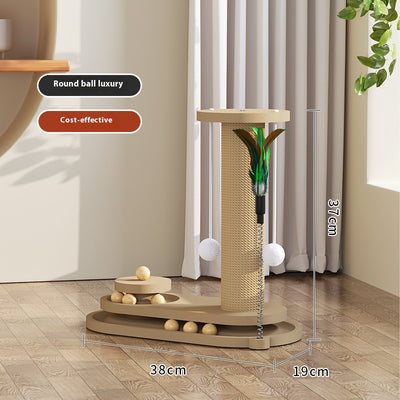 Rascador Giratorio de Madera Maciza para Gatos - Juguete Duradero - Image 11