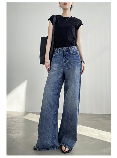 Jeans Azul Claro Cintura Alta Pierna Ancha Mujer Corte Recto - Image 20