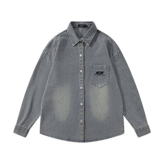 Camisa Denim Blanca Desgastada Estilo Urbano Punk para Hombre - Image 14