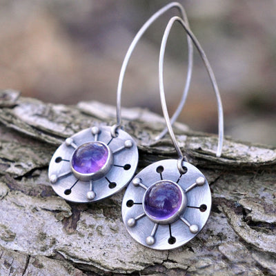Aretes Colgantes Disco Sol con Patrón Geométrico Europeo y Americano