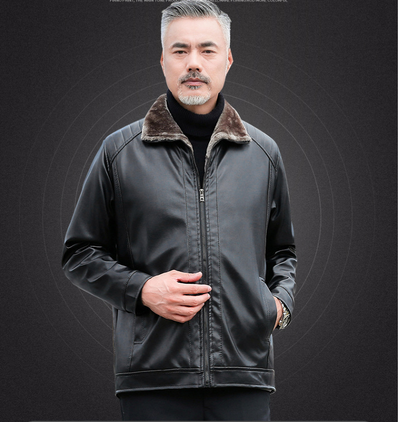 Chaqueta Cartera de Cuero PU para Hombre Maduro - Invierno - Image 3