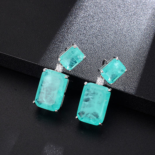 Aretes Rectangulares de Piedra Azul Marino - Gema de Alta Calidad - Image 4