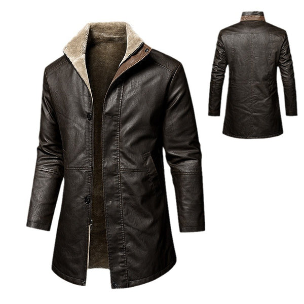 Abrigo de Cuero PU Talla Grande para Hombre - Corte Extendido - Image 5