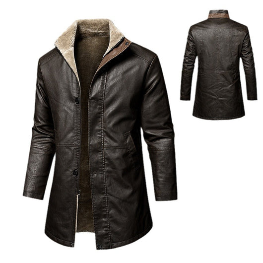 Abrigo de Cuero PU Talla Grande para Hombre - Corte Extendido - Image 5